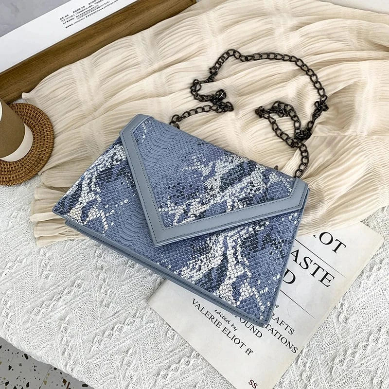 2024 New Fashion Girls Snake Skin Luxury Hand Bags Woman Chain Shoulder Purses Ladies Cute Handbags