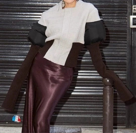 2024 New Fashion Patchwork Zip Up Coat Streetwear Slim Fit Short Jacket Trendy Winter Warm Thick Women's Coat