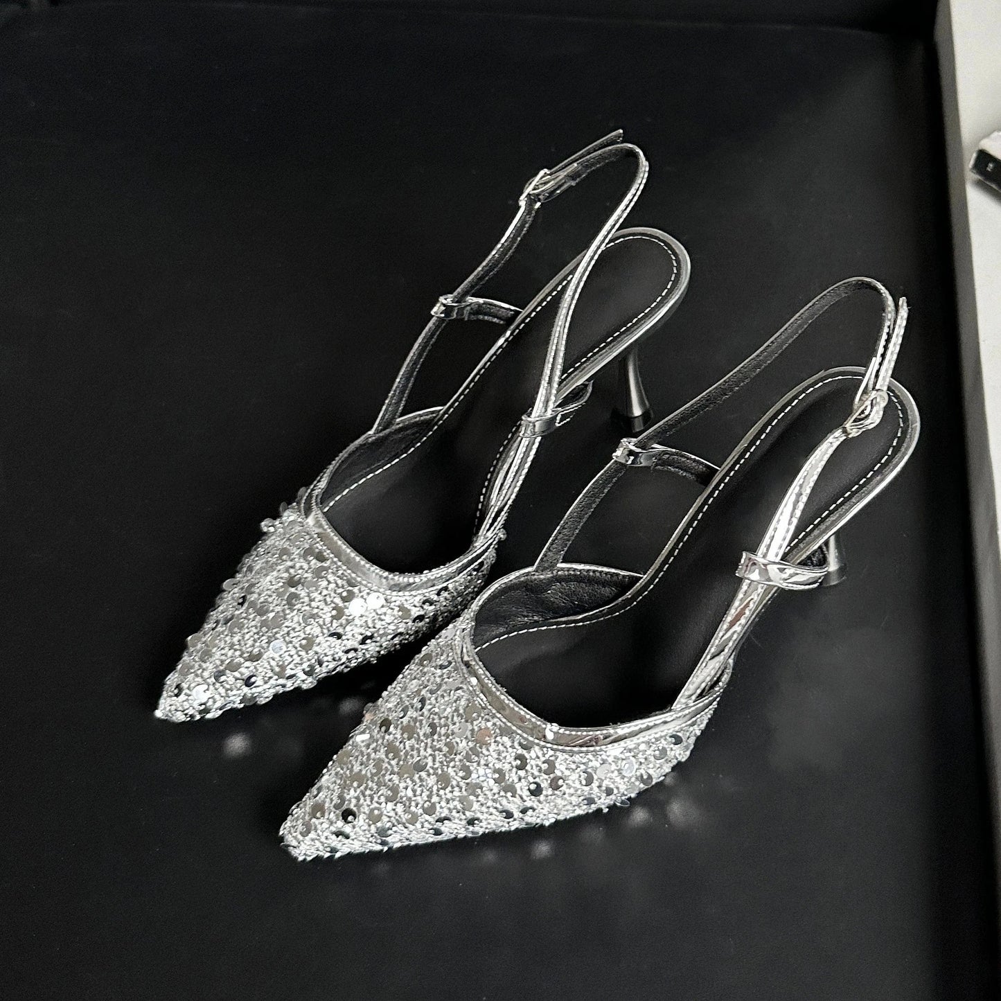 2024 new fashion sandals sequins pointed heel shoes 8.5CM high shoes hot sale