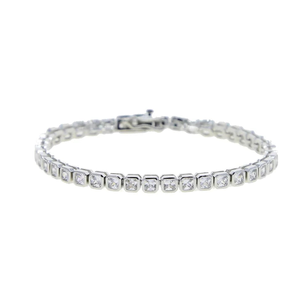 2024 New Fashion Silver Gold Plated Luxury Jewelry Bling Iced Out 5A CZ  Geometric Various Shaped Bezel Tennis Bracelet