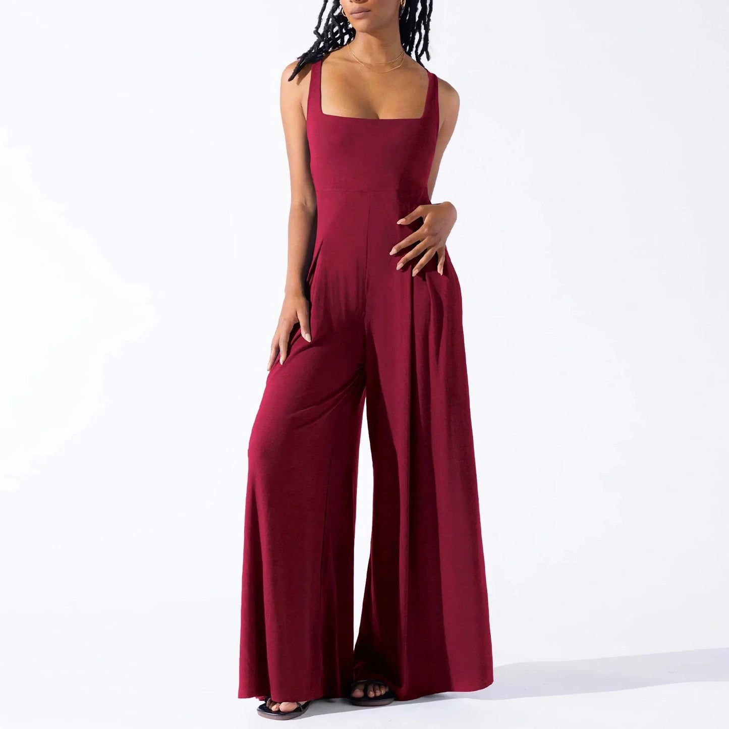 2024 New Fashion Women Lady New women's Summer Sleeveless Long Pants Gallus Solid Color Loose Casual Jumpsuits