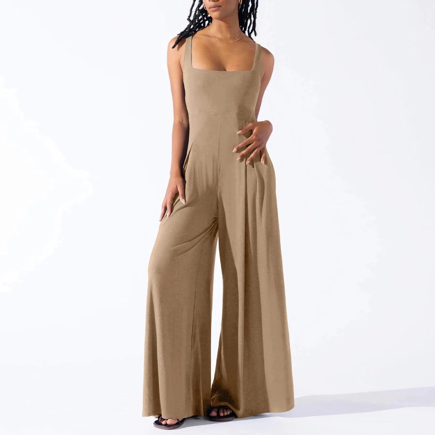 2024 New Fashion Women Lady New women's Summer Sleeveless Long Pants Gallus Solid Color Loose Casual Jumpsuits