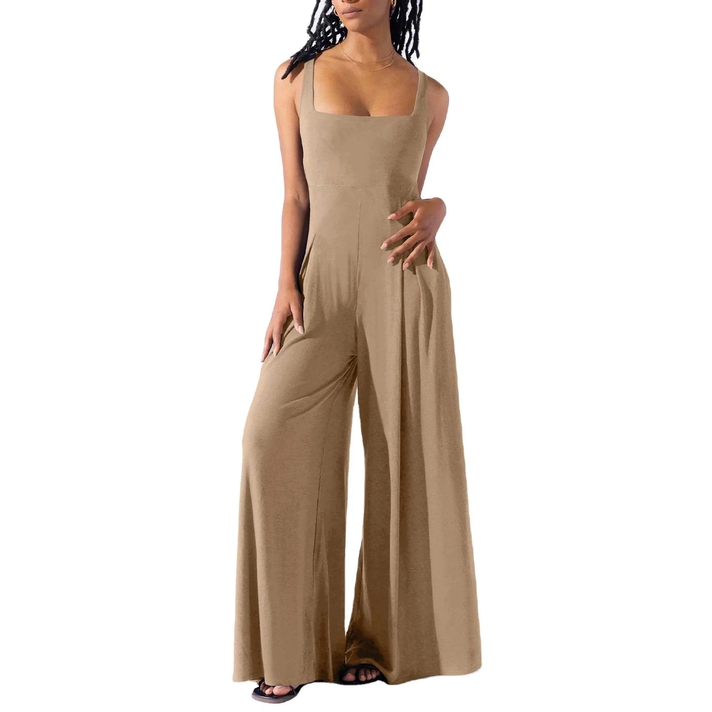 2024 New Fashion Women Lady New women's Summer Sleeveless Long Pants Gallus Solid Color Loose Casual Jumpsuits