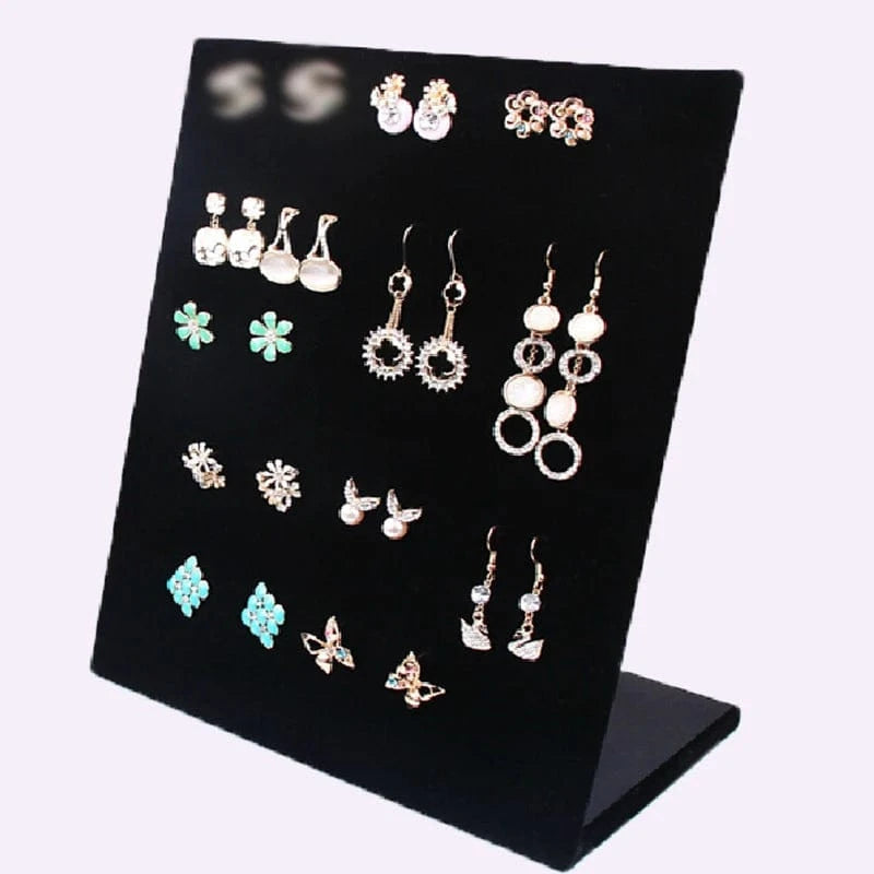 2024 New Fashionable Display Stand For Jewelry Women Earrings Display Rack L-Shaped Solid Velvet Storage Shelves Racks