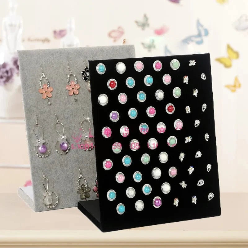 2024 New Fashionable Display Stand For Jewelry Women Earrings Display Rack L-Shaped Solid Velvet Storage Shelves Racks