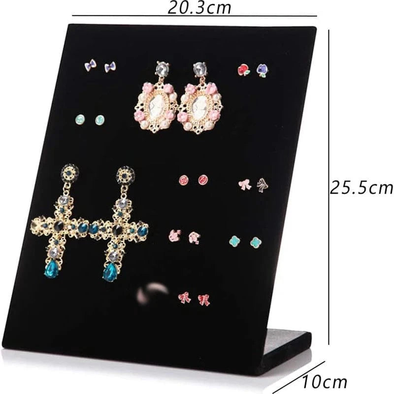2024 New Fashionable Display Stand For Jewelry Women Earrings Display Rack L-Shaped Solid Velvet Storage Shelves Racks