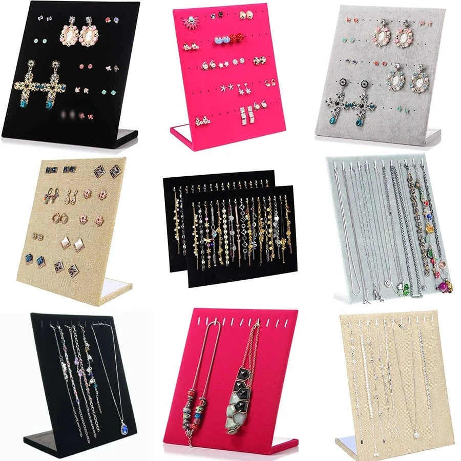 2024 New Fashionable Display Stand For Jewelry Women Earrings Display Rack L-Shaped Solid Velvet Storage Shelves Racks
