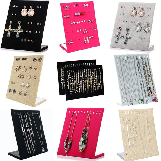 2024 New Fashionable Display Stand For Jewelry Women Earrings Display Rack L-Shaped Solid Velvet Storage Shelves Racks