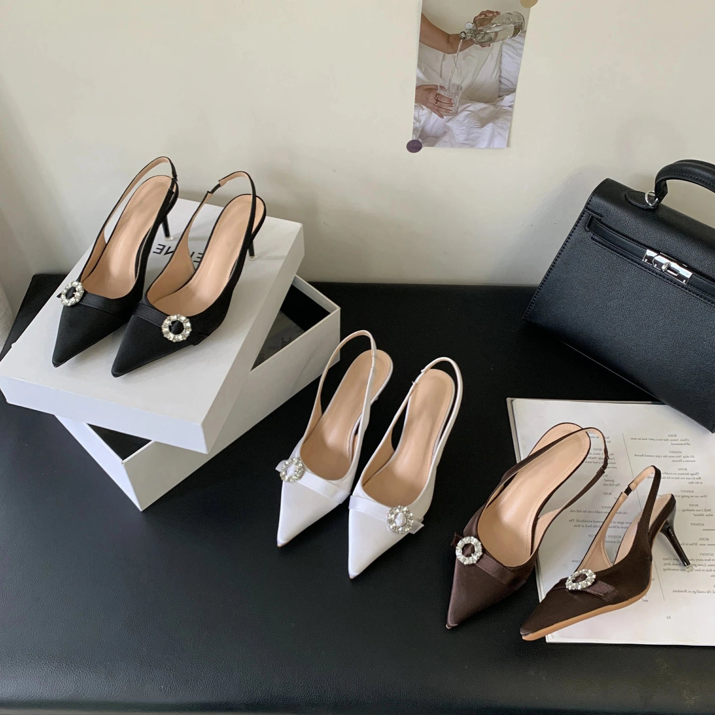 2024 New French pointed rear empty shoes women's spring and summer Baotou elegant women's shoes