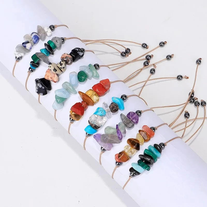 2024 New Irregular Amethyst Bead Bracelet Unisex Waxed Thread For Bracelets Creative Combination Adjustable Jewelry