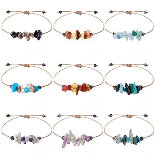 2024 New Irregular Amethyst Bead Bracelet Unisex Waxed Thread For Bracelets Creative Combination Adjustable Jewelry