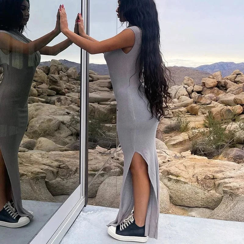 2024 new Irregular Oblique Shoulder Skinny Elastic Slip Jersey Strapless Summer Dress Outfits Midi Casual Dress