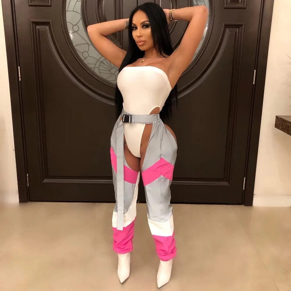 2024 New Jogger Sports Pants Reflective Loose Windbreaker Pants Casual Women Pants  Casual Stitching  Women's Trousers