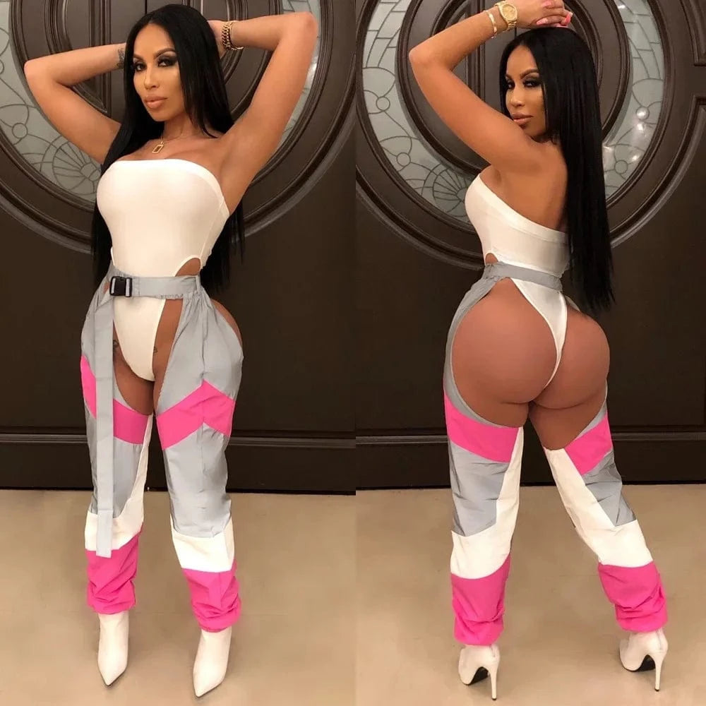 2024 New Jogger Sports Pants Reflective Loose Windbreaker Pants Casual Women Pants  Casual Stitching  Women's Trousers