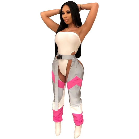 2024 New Jogger Sports Pants Reflective Loose Windbreaker Pants Casual Women Pants  Casual Stitching  Women's Trousers