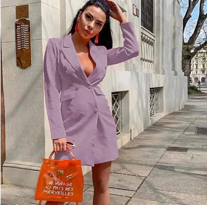 2024 New Ladies Autumn Solid Color Slim Double Breasted Long Sleeve Lapel Suit jacket women's Blazer Tops