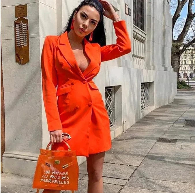 2024 New Ladies Autumn Solid Color Slim Double Breasted Long Sleeve Lapel Suit jacket women's Blazer Tops