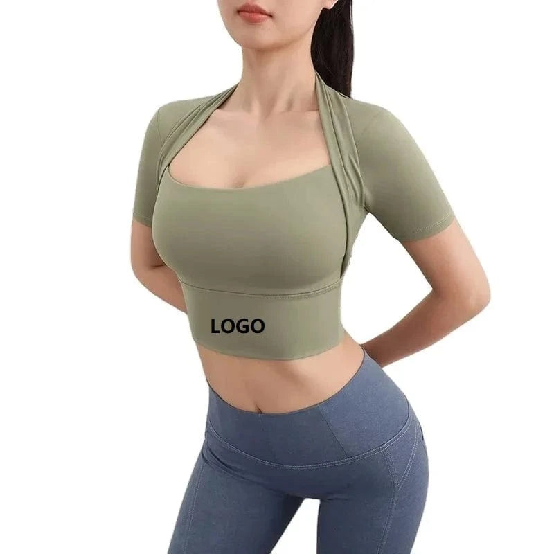 2024 New Nude Feeling Sports Underwear Bra Women's Short Sleeve Display Thin Yoga Clothes Top Quick Dry Fitness Clothes Vest