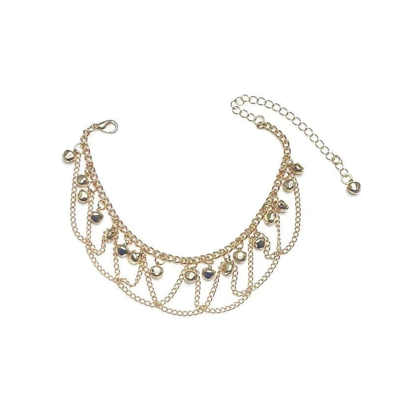 2024 New Personalized Fashion Anklet With Bell Bohemian Summer Beach Wave Anklet Women'S Retro Versatile Adjustable Jewelry