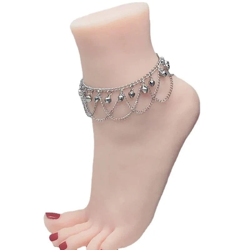 2024 New Personalized Fashion Anklet With Bell Bohemian Summer Beach Wave Anklet Women'S Retro Versatile Adjustable Jewelry