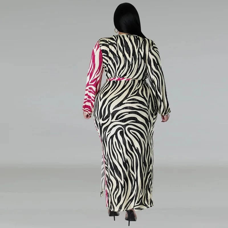 2024 new products plus size women's clothing Graphic printed two-color patchwork strappy irregular dress