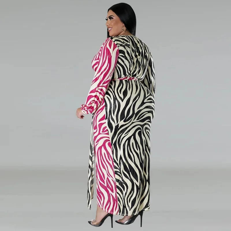 2024 new products plus size women's clothing Graphic printed two-color patchwork strappy irregular dress