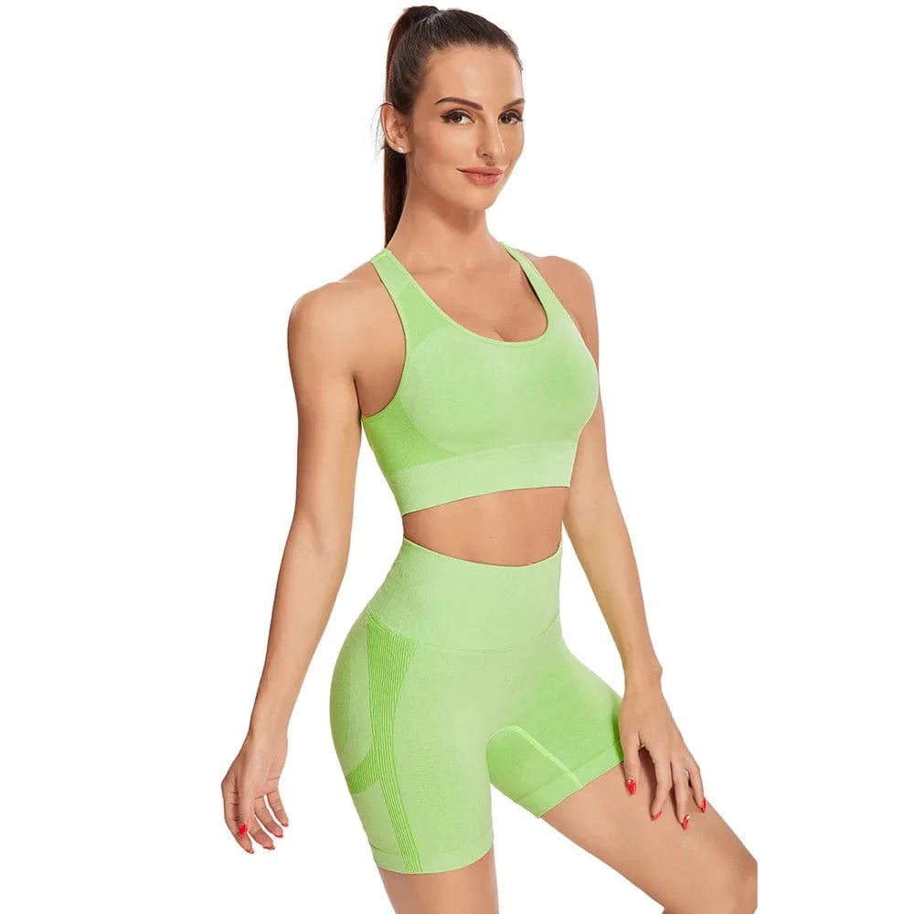 2024 new seamless knitting suit women's Sexy Sports short sleeve shorts Yoga suit