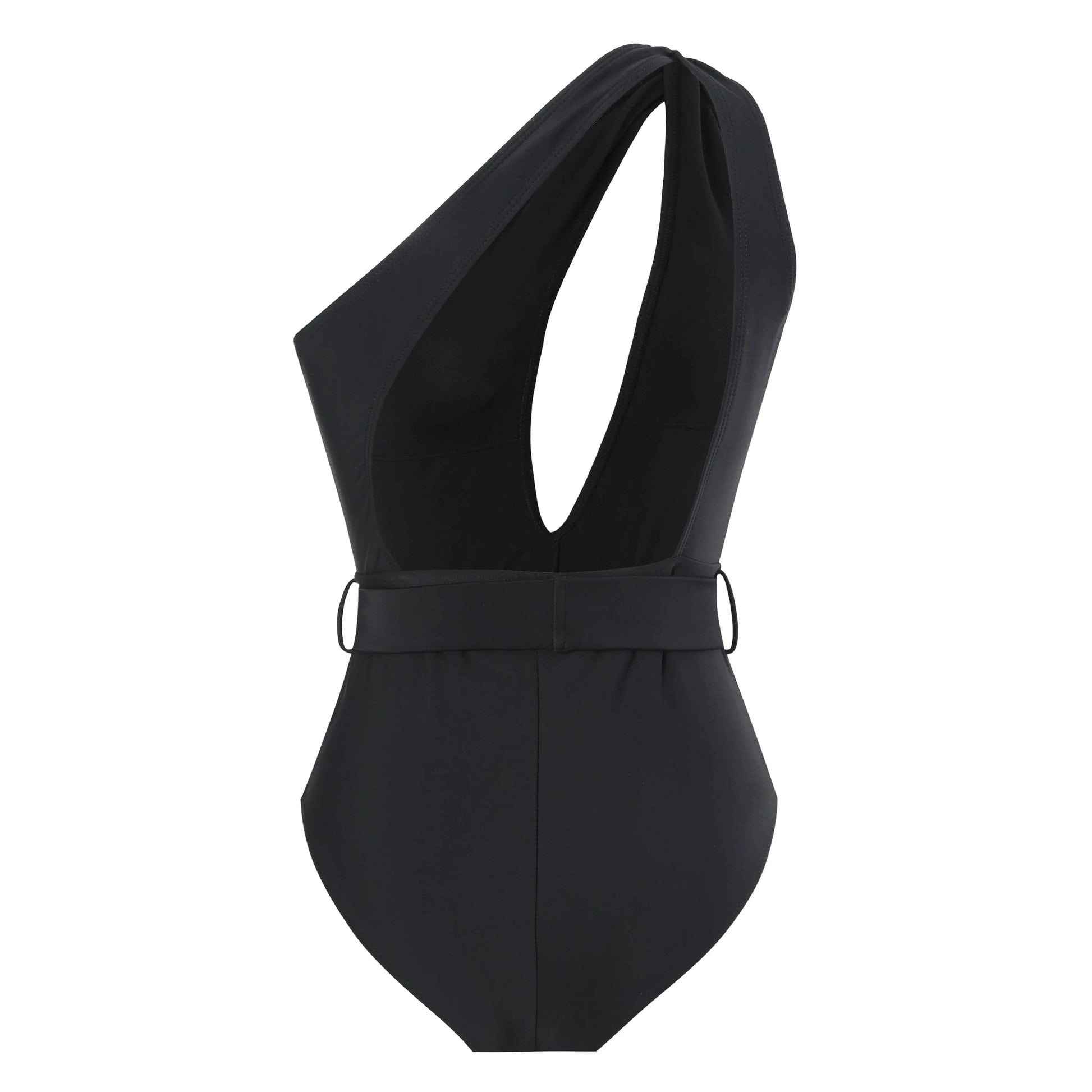 2024 New Solid One Pieces Swimsuit with Skirt One Shoulder Bathing Suit Cut Out with Belt Vintage Como Set High Leg Swimwear