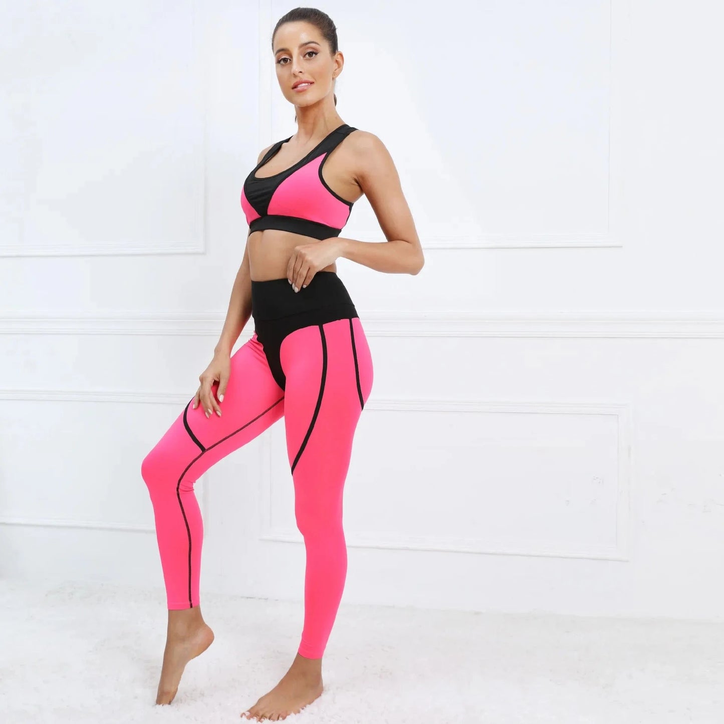 2024 new sports splicing hip fitness suit high waist hip tight quick drying Yoga suit