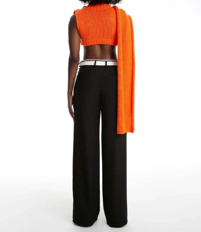 2024 New Spring Vintage Casual Trousers Turndown Collar Straight Pants Fashion Ladies Loose Wide Leg Pants