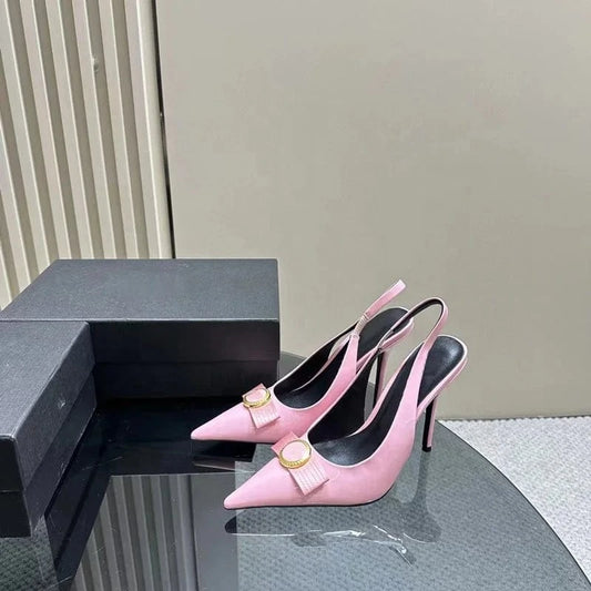 2024 new style fashion pointed toe high heels luxury brand women's sandals genuine leather designer shoes