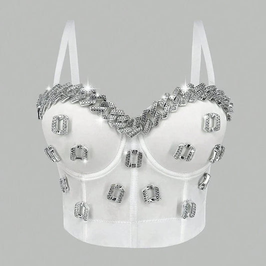 2024 New Style Sleeveless Tank Top Bar Performance Clothes Sequined Belly Dance Camisole Sexy Tops For Women