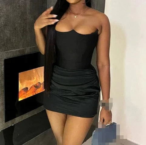 2024 New Summer Slim Fit Sleeveless Tube Dress Sexy Backless Strapless Dress Women Tight Waist Mini Dresses