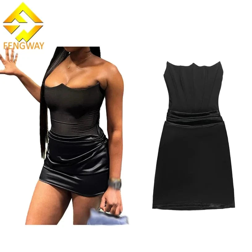 2024 New Summer Slim Fit Sleeveless Tube Dress Sexy Backless Strapless Dress Women Tight Waist Mini Dresses