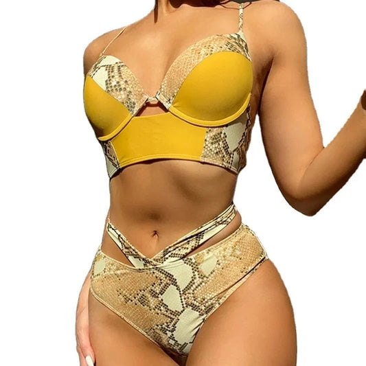 2024 New Swimsuit Women Popular Hard Cups Gather Bikini Wholesale Underwire Pure Color Brazilian Trikini Two Piece Swimwear