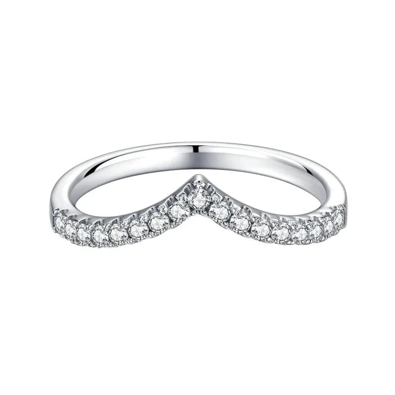 2024 New Trendy Clear 1.5mm Moissanite Stone White Gold Plated Line Ring 925 Sterling Silver Fine Jewelry custom 14k gold plated