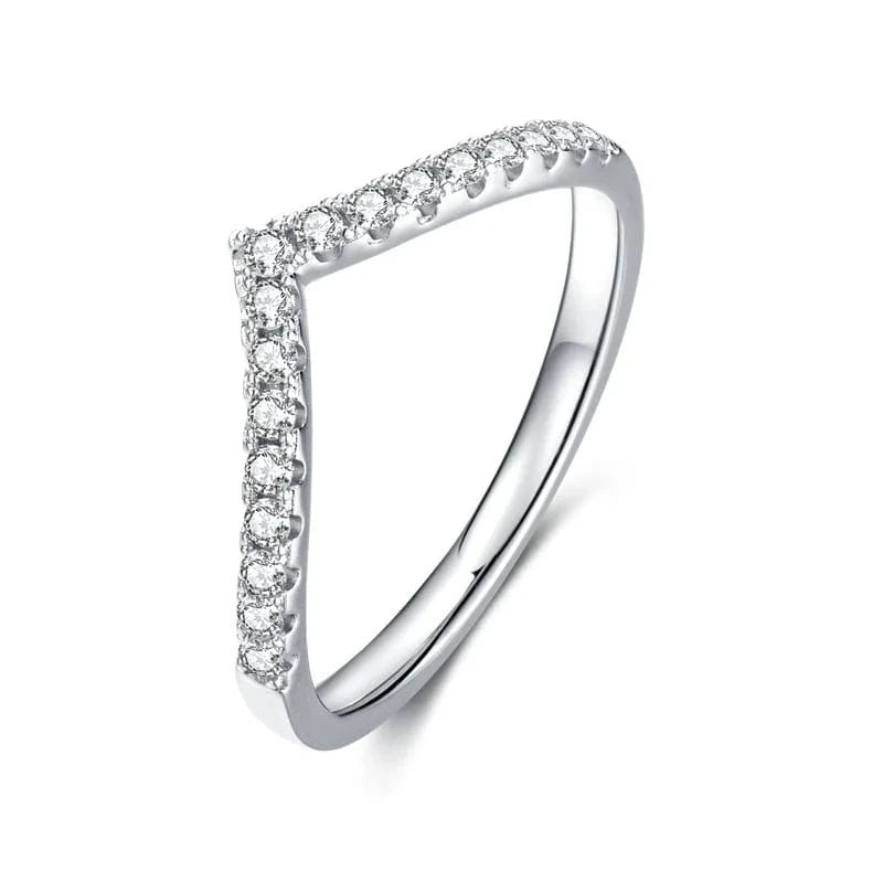 2024 New Trendy Clear 1.5mm Moissanite Stone White Gold Plated Line Ring 925 Sterling Silver Fine Jewelry custom 14k gold plated