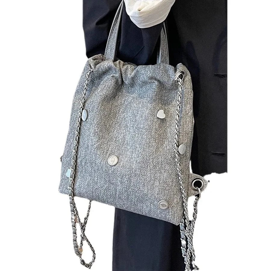 2024 New Trendy Handbag Backpack Women Fashion Handbag Denim Casual Jean Tote Bag Shopping