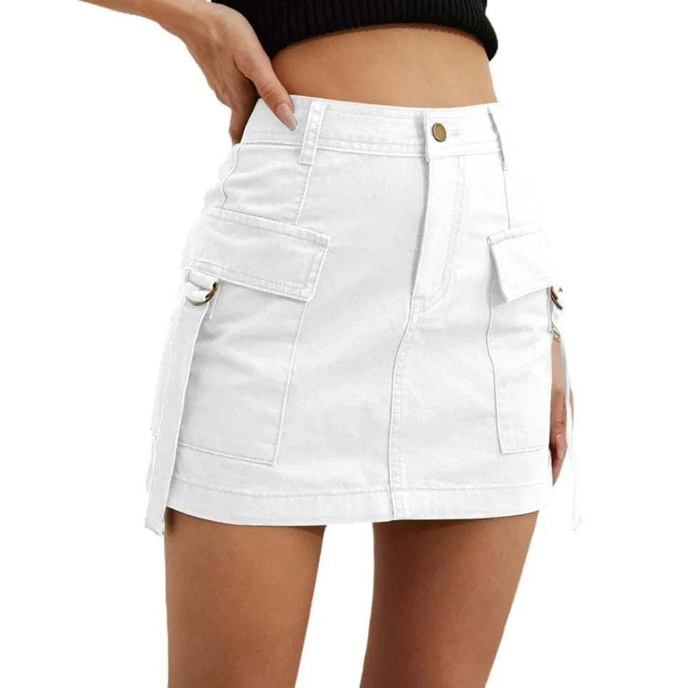 2024 new Women's Cargo Short Mini Pencil High Waist Knit Ladies Y2K Skirt For Women With Pockets Vintage Midi Elegant