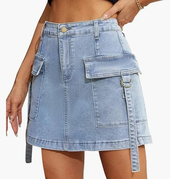 2024 new Women's Cargo Short Mini Pencil High Waist Knit Ladies Y2K Skirt For Women With Pockets Vintage Midi Elegant