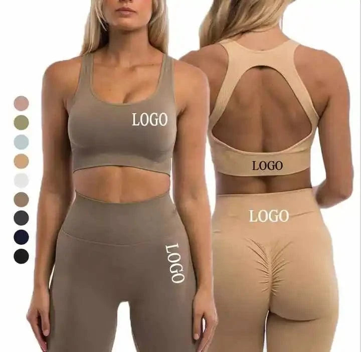 2024 New Workout Scrunch Butt Leggings Open back Sports Bra High Waist Yoga Pants Seamless Yoga Sets For Women
