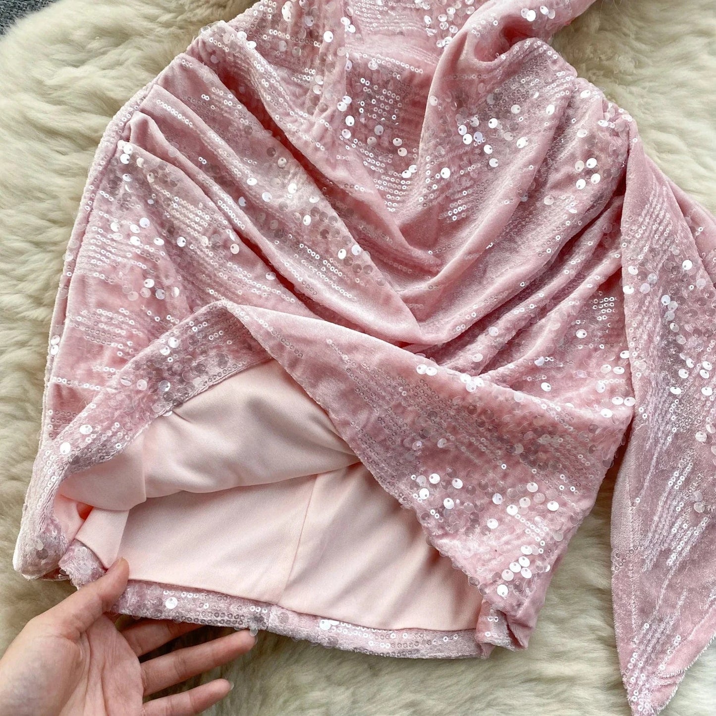 2024 New Year Dress Stitching Sequins Sexy Skirt Base Strap Dress