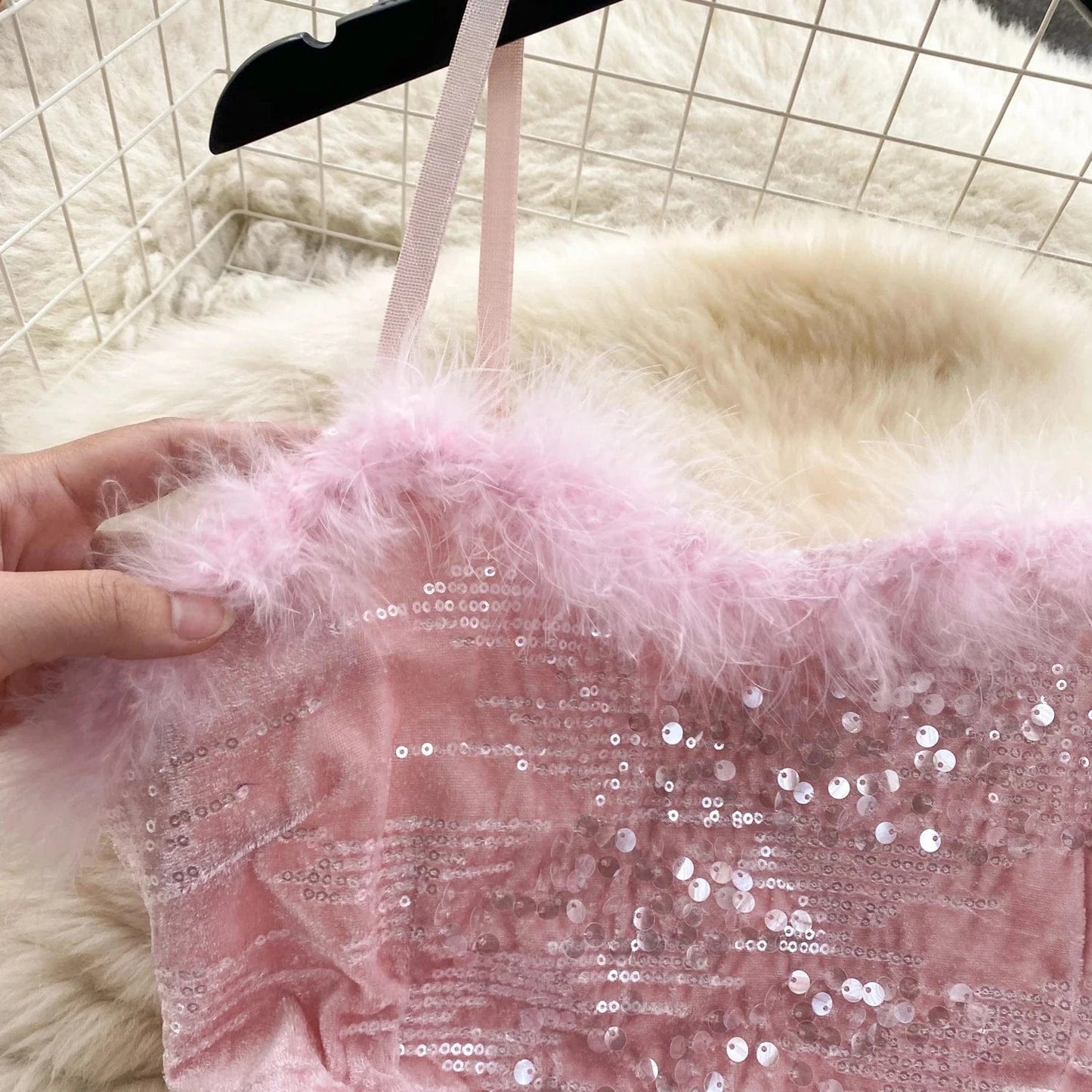 2024 New Year Dress Stitching Sequins Sexy Skirt Base Strap Dress