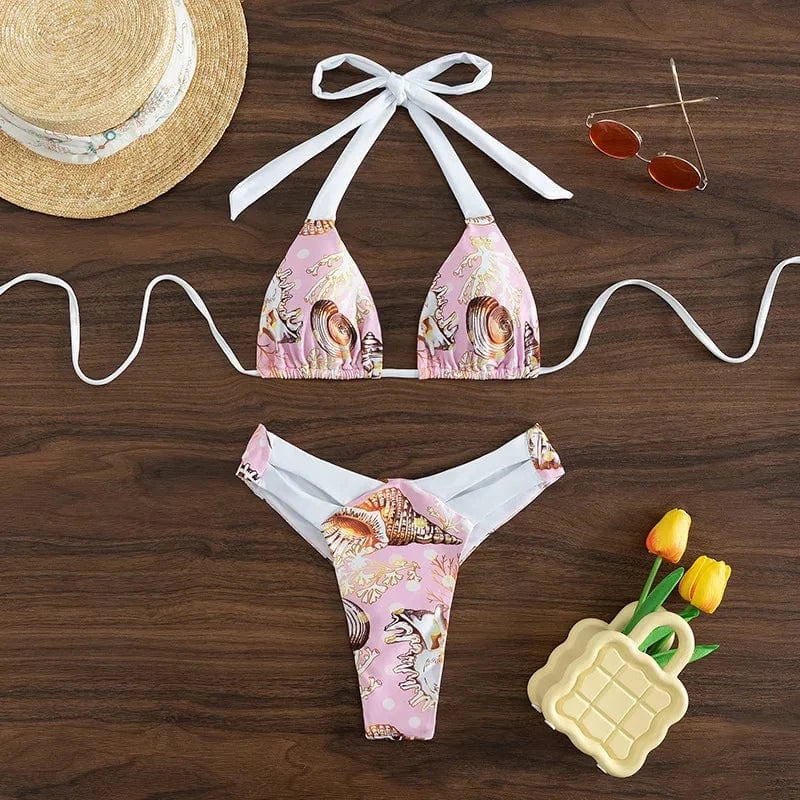 2024 Newest Designer Sexy Backless Women Swimwear Print Swimming Suits Two Piece Bikini