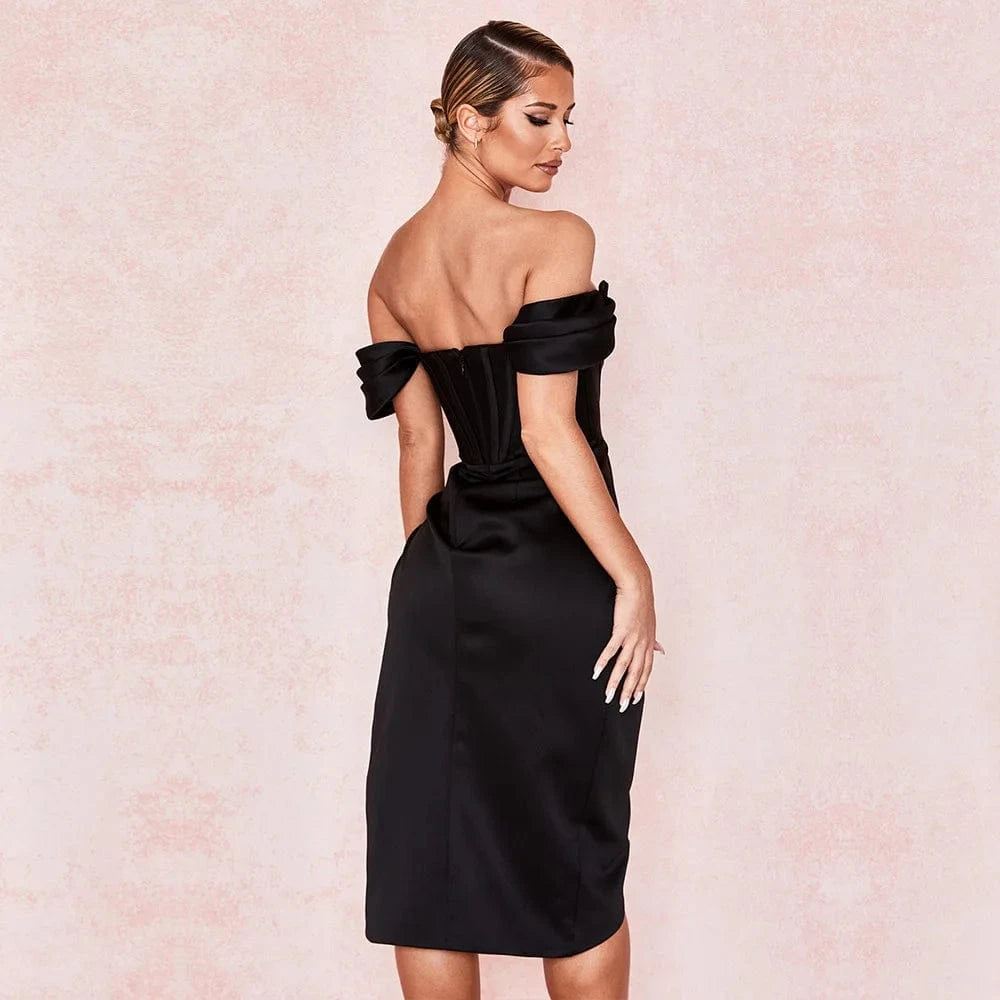 2024 Night Dresses For Women Luxury Party Club Corset Dress Strapless Satin Silky Night Out Elegant Cocktail  Dresses