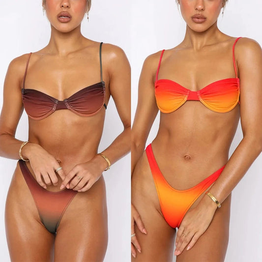 2024 OEM swimwear manufacturer bikini & swimwear hot bikini sexy women Tie Dye Halter Swimsuit High Quality Custom