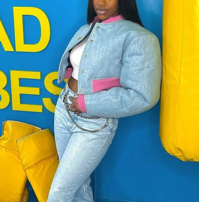 2024 Patchwork Long Sleeve Single Breasted Winter Thick Warm Puffer Jacket  Cotton-Padded  Bubble Coats For Women