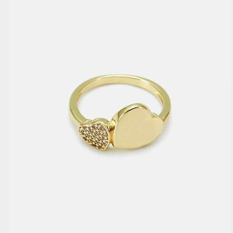 2024 popular gold-plated sweet and elegant ladies jewelry heart-shaped ring