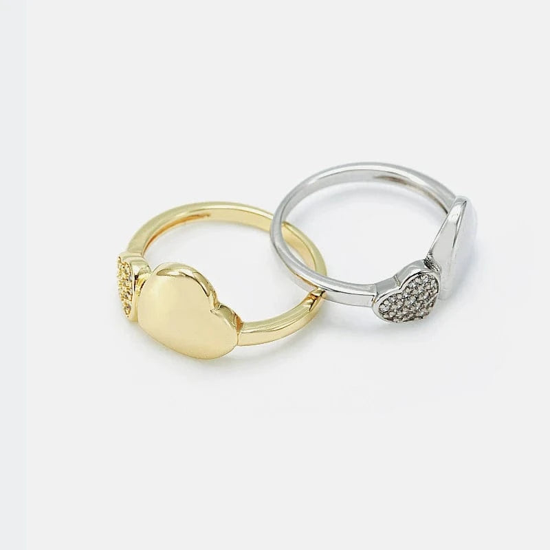 2024 popular gold-plated sweet and elegant ladies jewelry heart-shaped ring