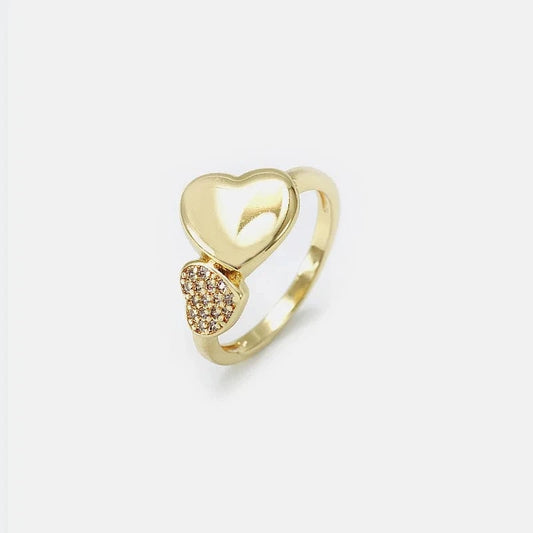 2024 popular gold-plated sweet and elegant ladies jewelry heart-shaped ring